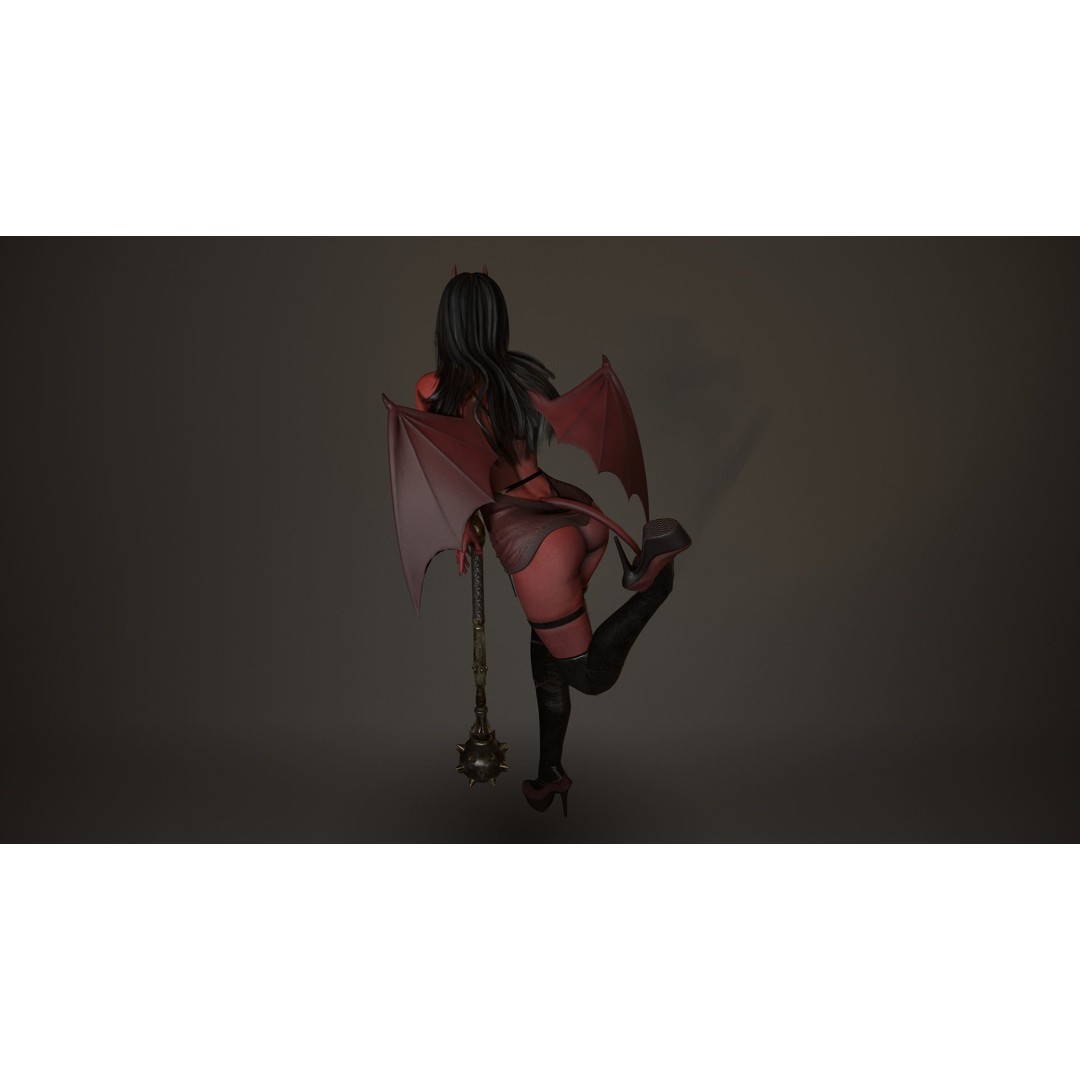 Demon Woman 3D Model – Low Poly Rigged Character with Animations, FBX - View 6