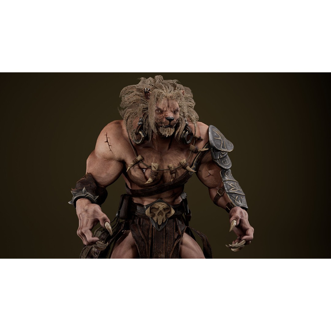 Lion Gladiator 3D Model – Low Poly Rigged Character with PBR Textures - View 10