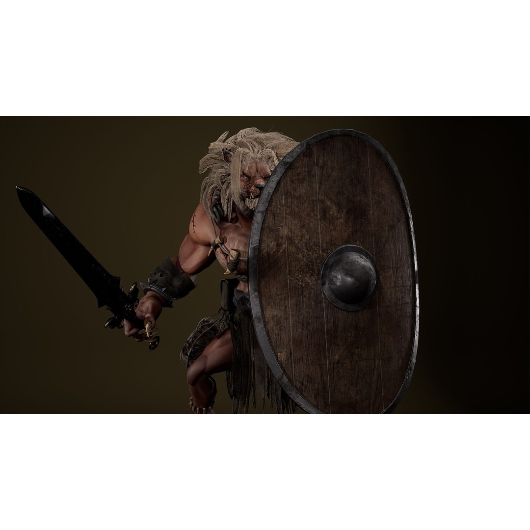 Lion Gladiator 3D Model – Low Poly Rigged Character with PBR Textures - View 19
