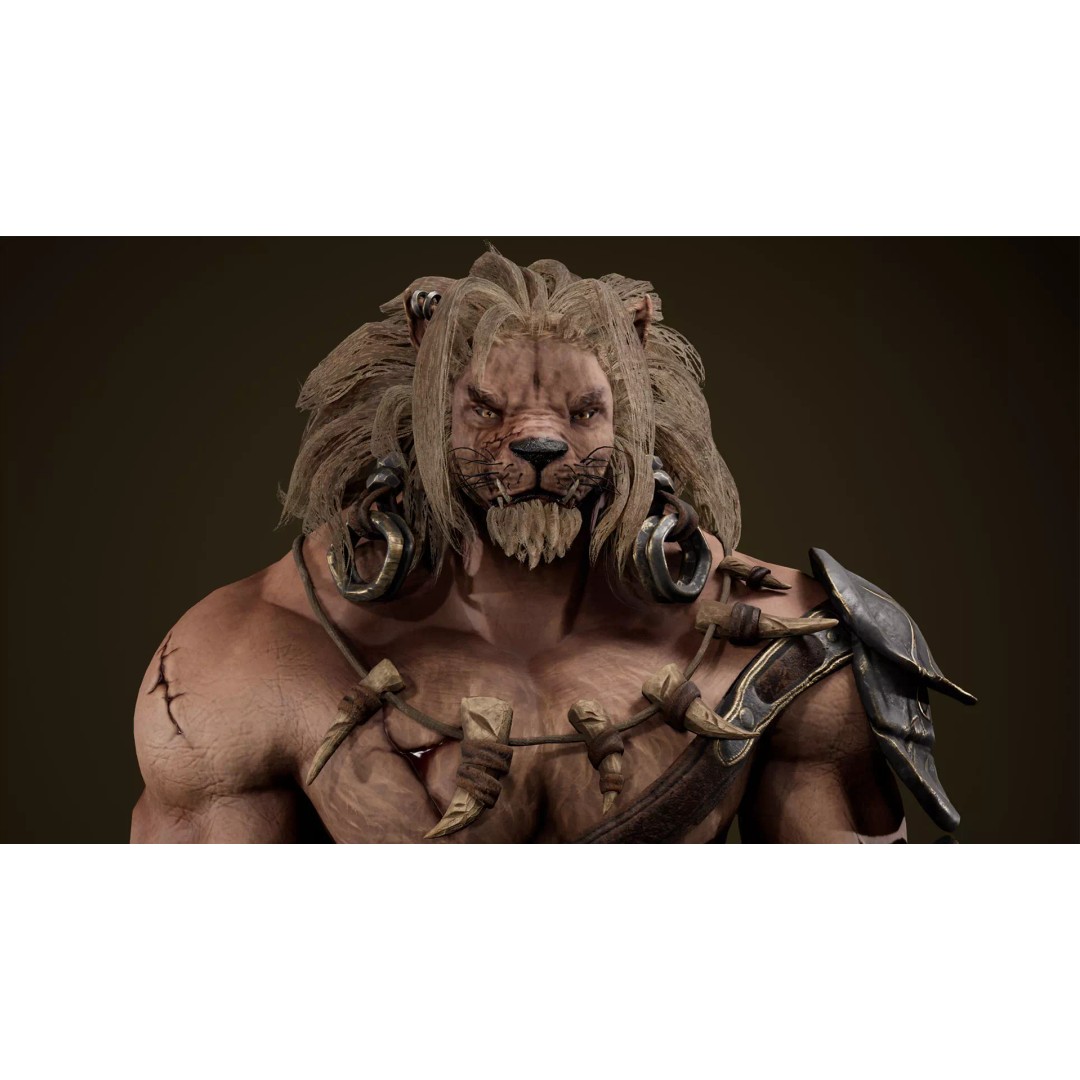 Lion Gladiator 3D Model – Low Poly Rigged Character with PBR Textures - View 2