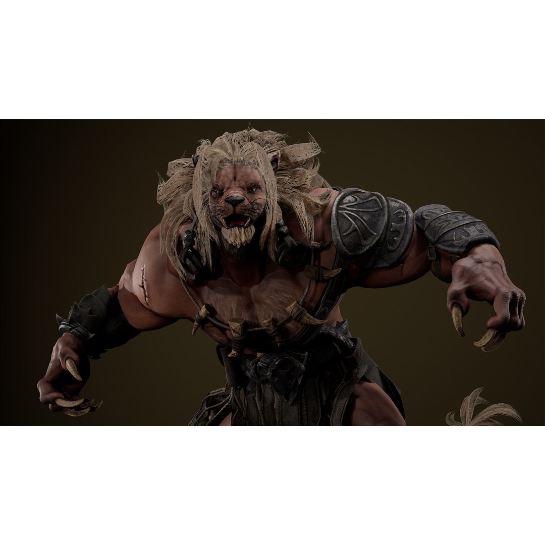 Lion Gladiator 3D Model – Low Poly Rigged Character with PBR Textures - View 23