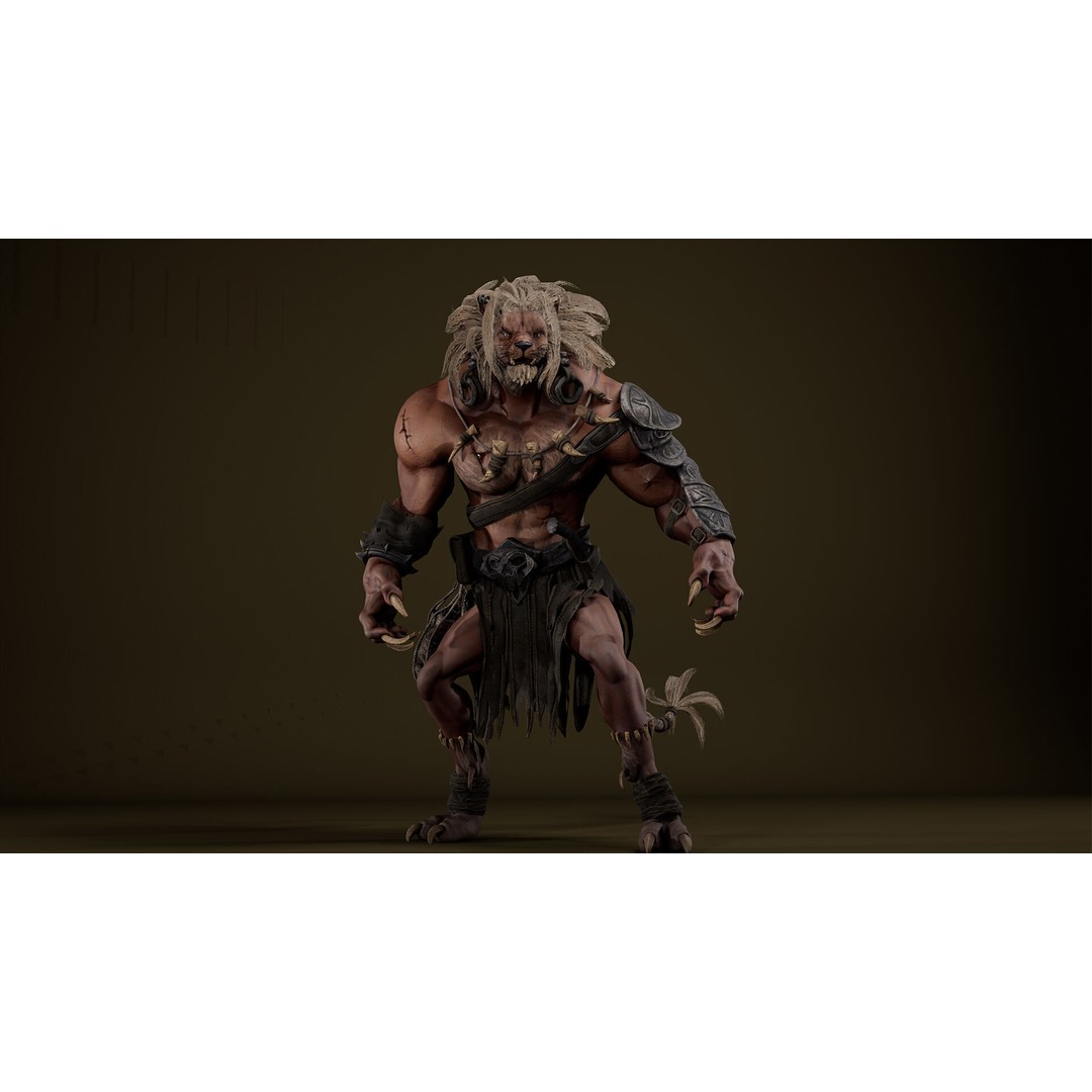 Lion Gladiator 3D Model – Low Poly Rigged Character with PBR Textures - View 24