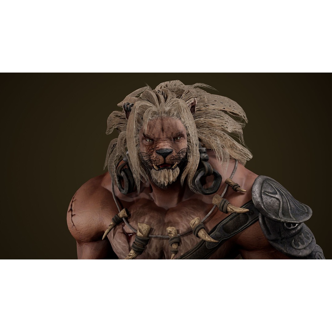 Lion Gladiator 3D Model – Low Poly Rigged Character with PBR Textures - View 25