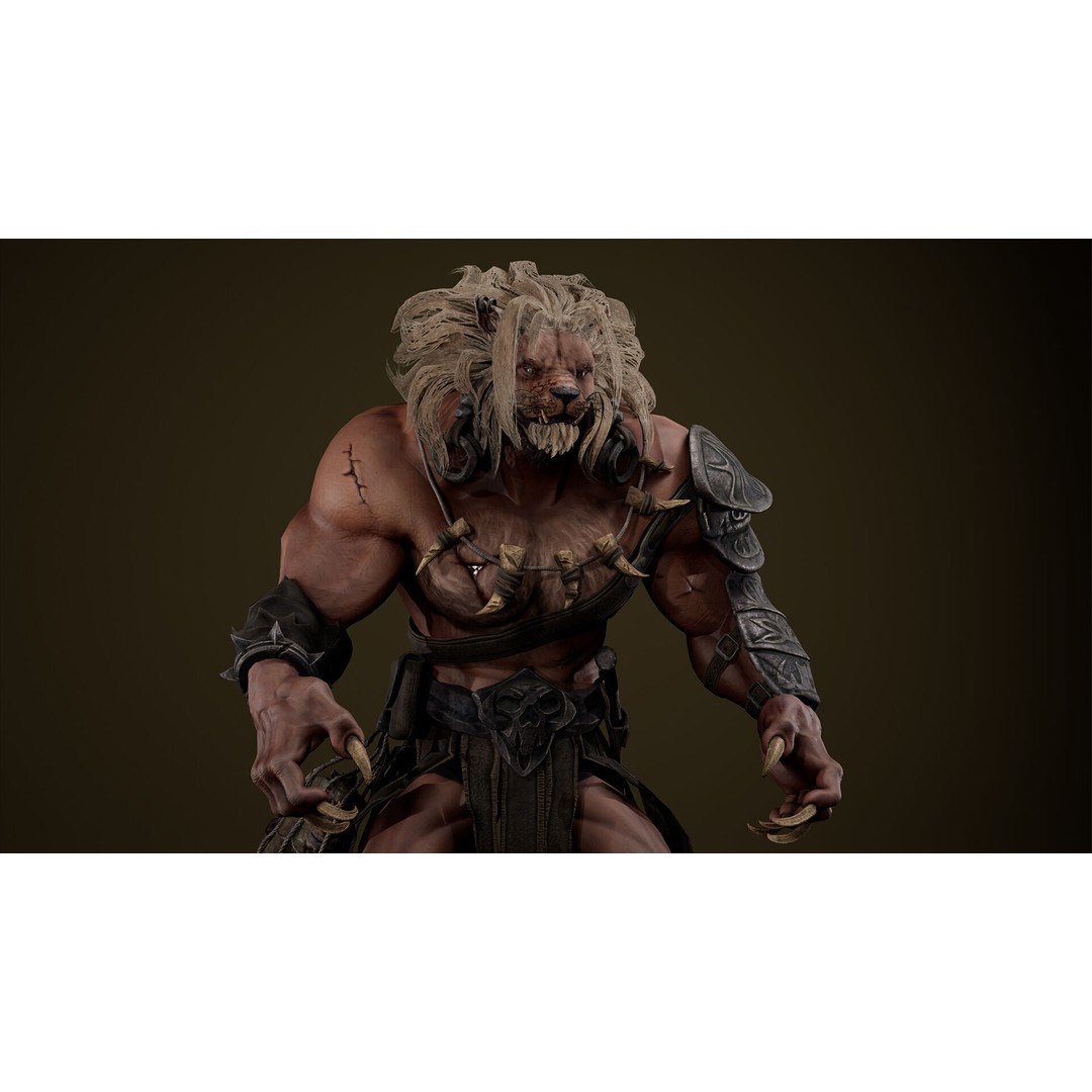 Lion Gladiator 3D Model – Low Poly Rigged Character with PBR Textures - View 26