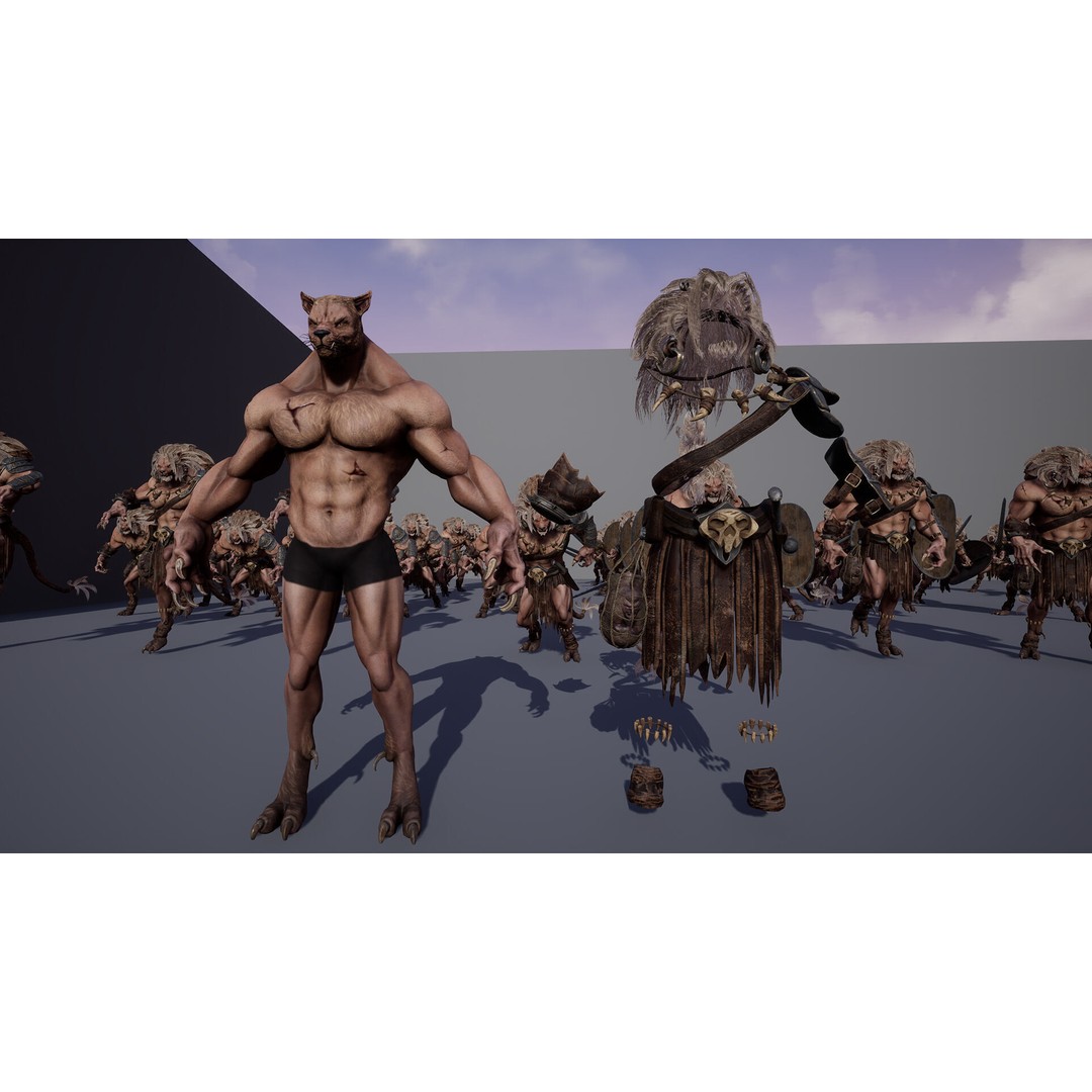 Lion Gladiator 3D Model – Low Poly Rigged Character with PBR Textures - View 27