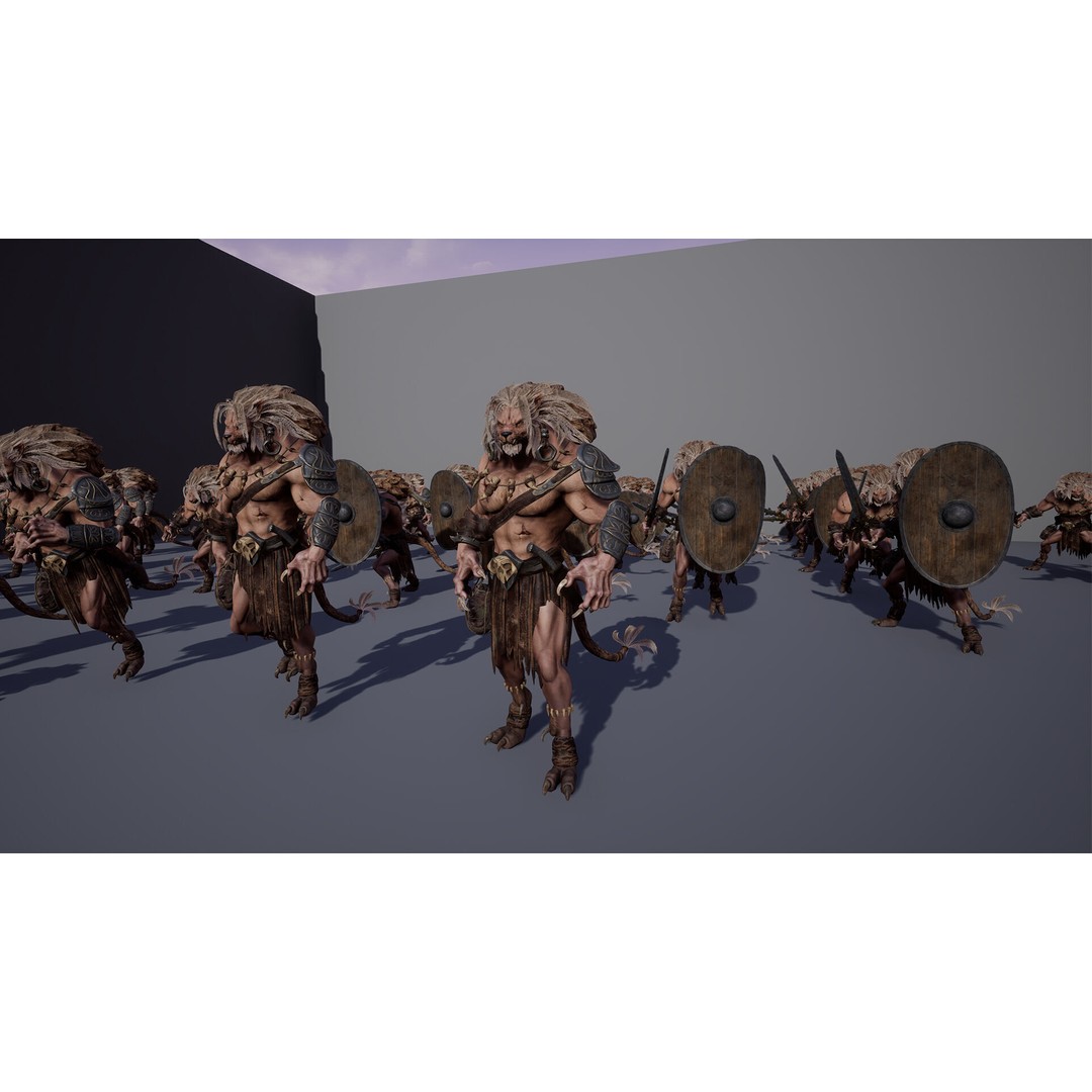 Lion Gladiator 3D Model – Low Poly Rigged Character with PBR Textures - View 28