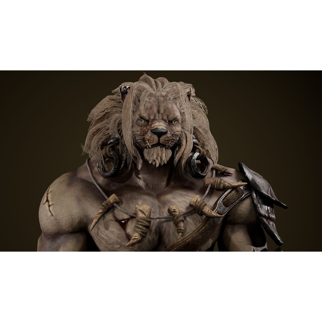 Lion Gladiator 3D Model – Low Poly Rigged Character with PBR Textures - View 5