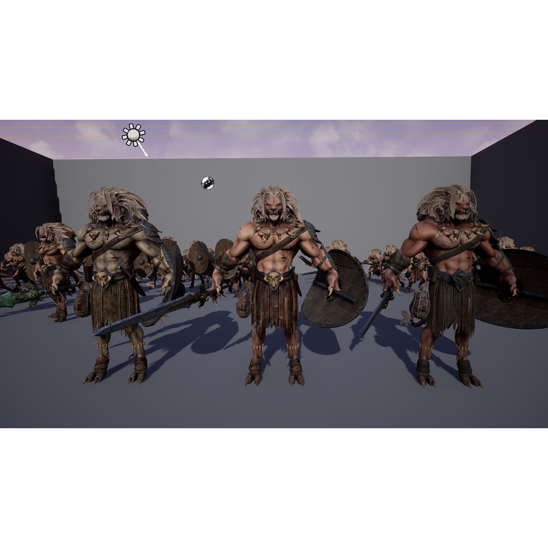 Lion Gladiator 3D Model – Low Poly Rigged Character with PBR Textures - View 7