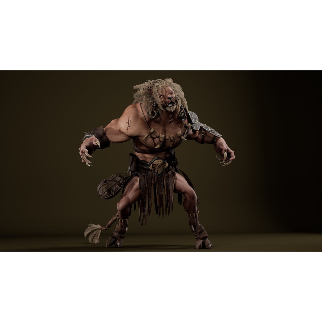 Lion Gladiator 3D Model – Low Poly Rigged Character with PBR Textures - View 8