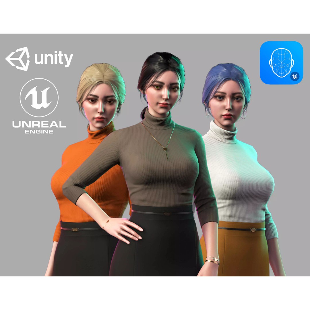 Streetwear Girl 3D Model – Low Poly Game Ready Character, FBX - View 2