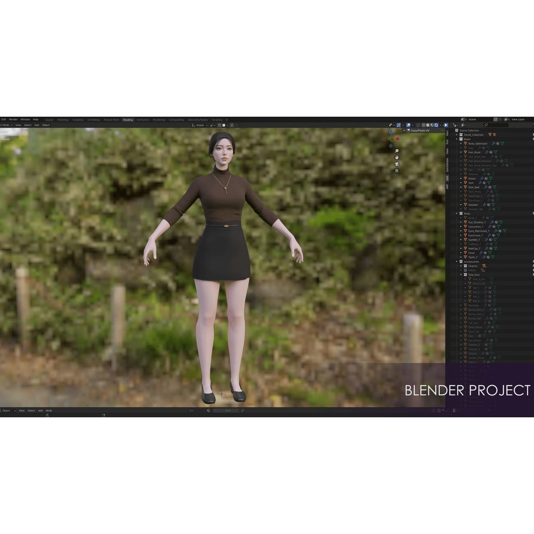 Streetwear Girl 3D Model – Low Poly Game Ready Character, FBX - View 27