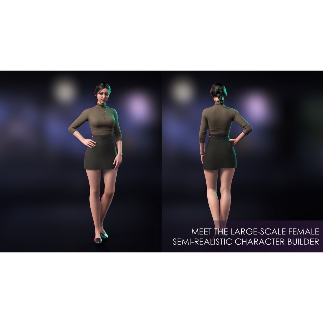 Streetwear Girl 3D Model – Low Poly Game Ready Character, FBX - View 3