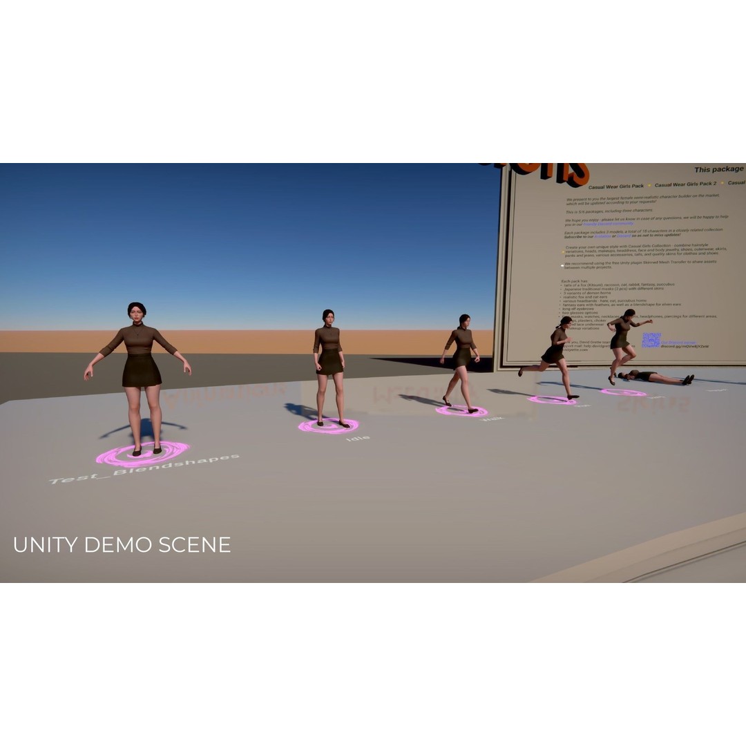 Streetwear Girl 3D Model – Low Poly Game Ready Character, FBX - View 30