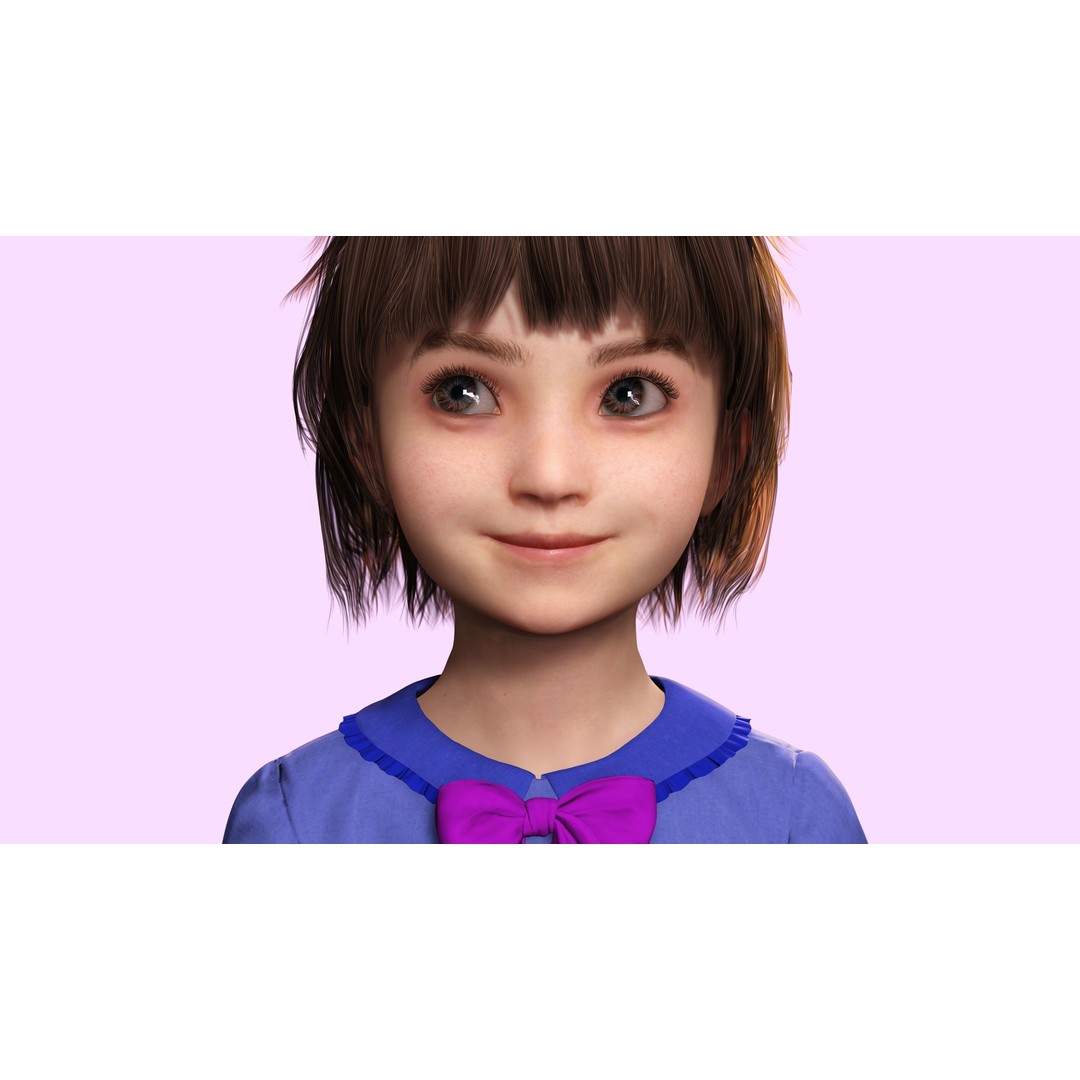 Olivia 3D Model – Low Poly Cute Child Character, Rigged, FBX - View 10