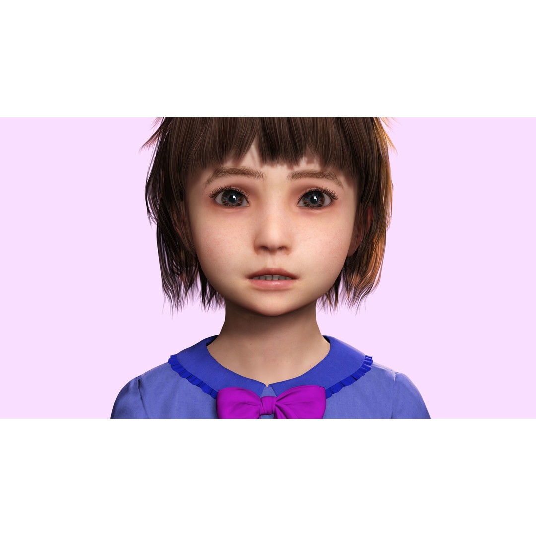 Olivia 3D Model – Low Poly Cute Child Character, Rigged, FBX - View 11