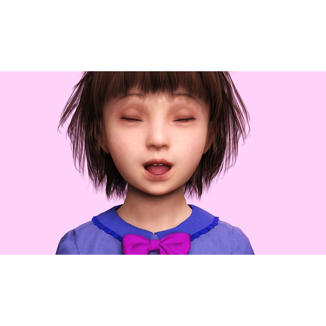 Olivia 3D Model – Low Poly Cute Child Character, Rigged, FBX - View 13