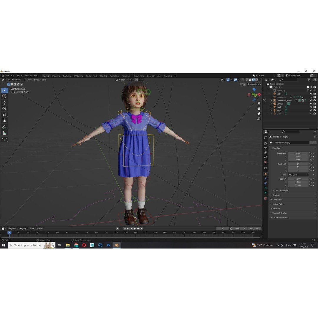 Olivia 3D Model – Low Poly Cute Child Character, Rigged, FBX - View 17