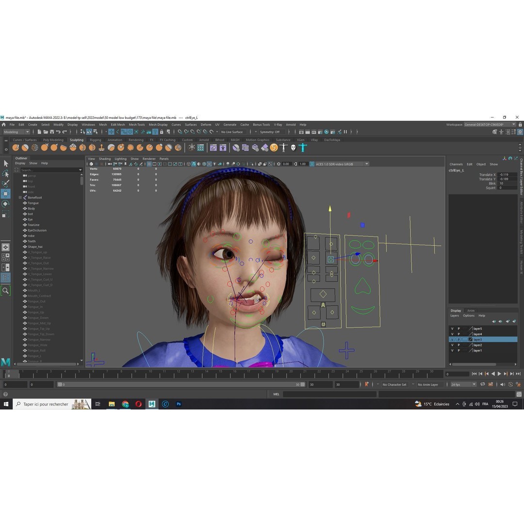 Olivia 3D Model – Low Poly Cute Child Character, Rigged, FBX - View 20