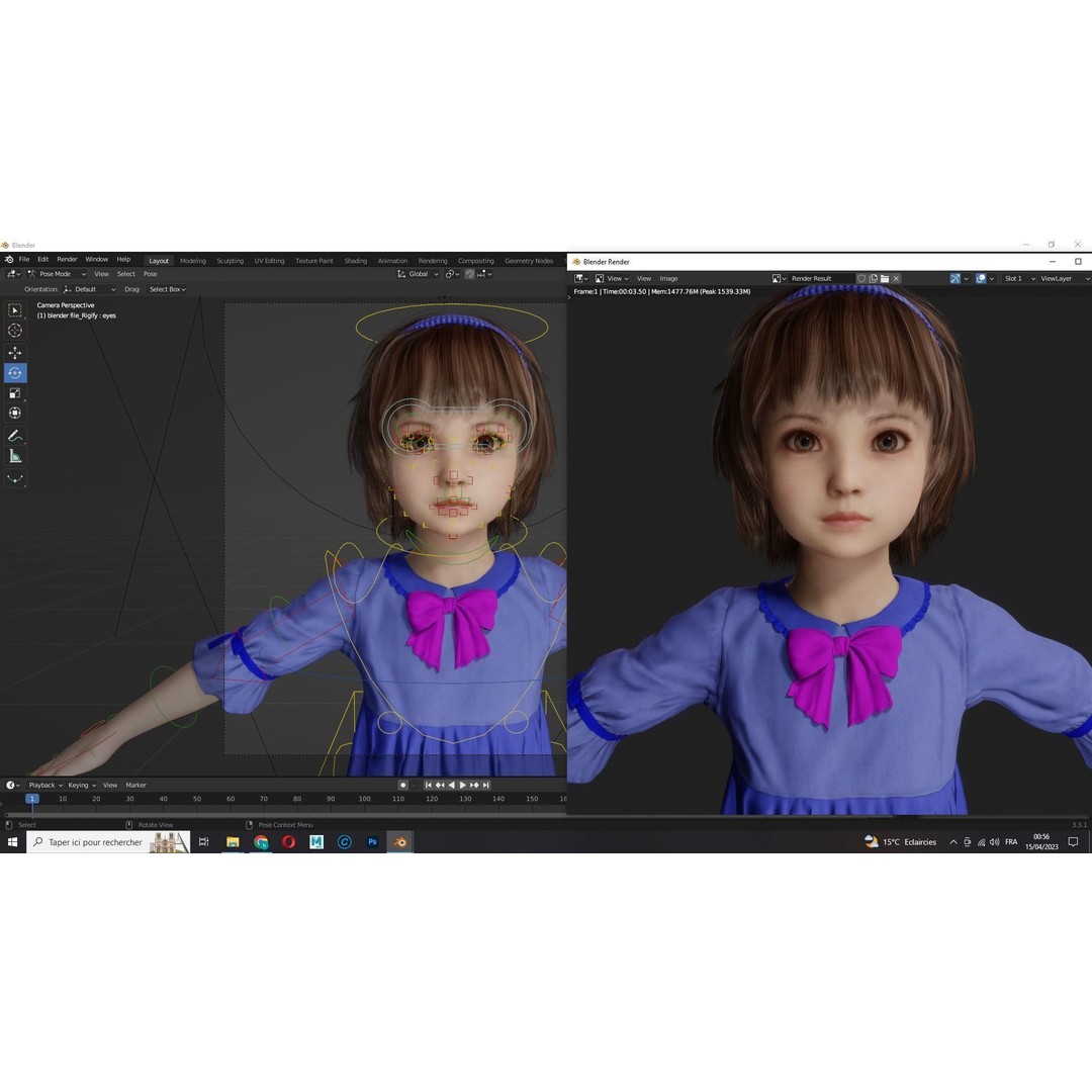 Olivia 3D Model – Low Poly Cute Child Character, Rigged, FBX - View 21