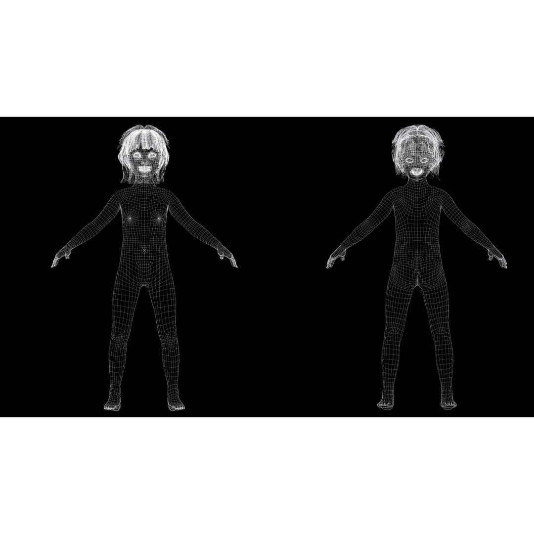 Olivia 3D Model – Low Poly Cute Child Character, Rigged, FBX - View 30