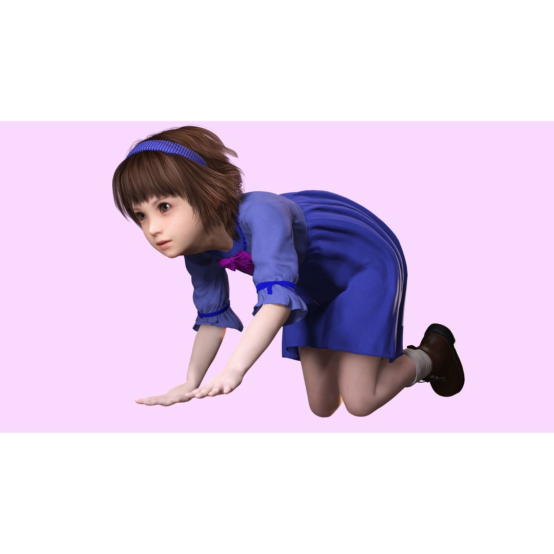 Olivia 3D Model – Low Poly Cute Child Character, Rigged, FBX - View 8