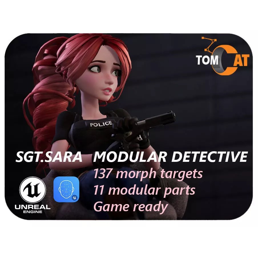 SGT SARA Modular Detective 3D Model – Low-Poly Game Asset for Unreal Engine - View 2