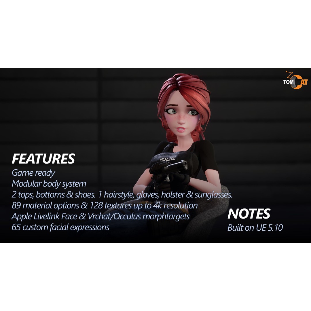 SGT SARA Modular Detective 3D Model – Low-Poly Game Asset for Unreal Engine - View 3
