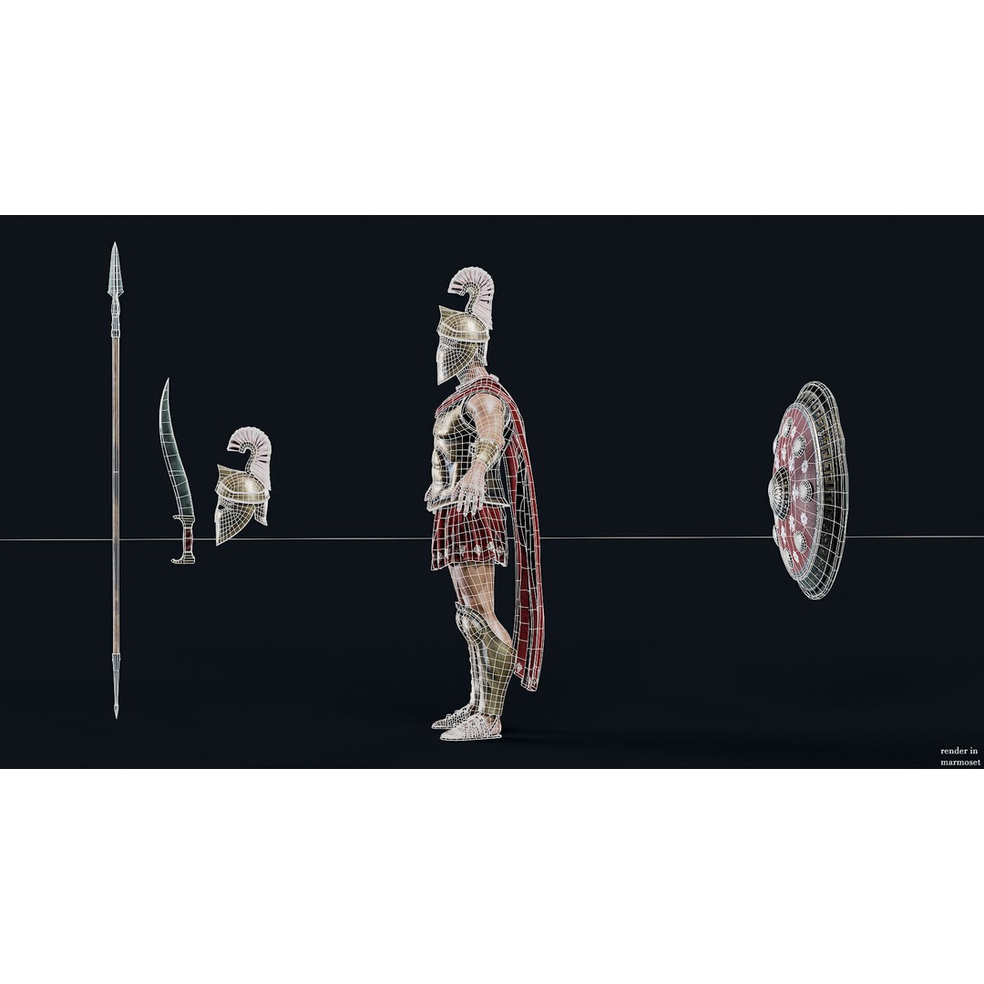 Spartan Royal D 3D Model – Low Poly Game-Ready Character, FBX - View 11