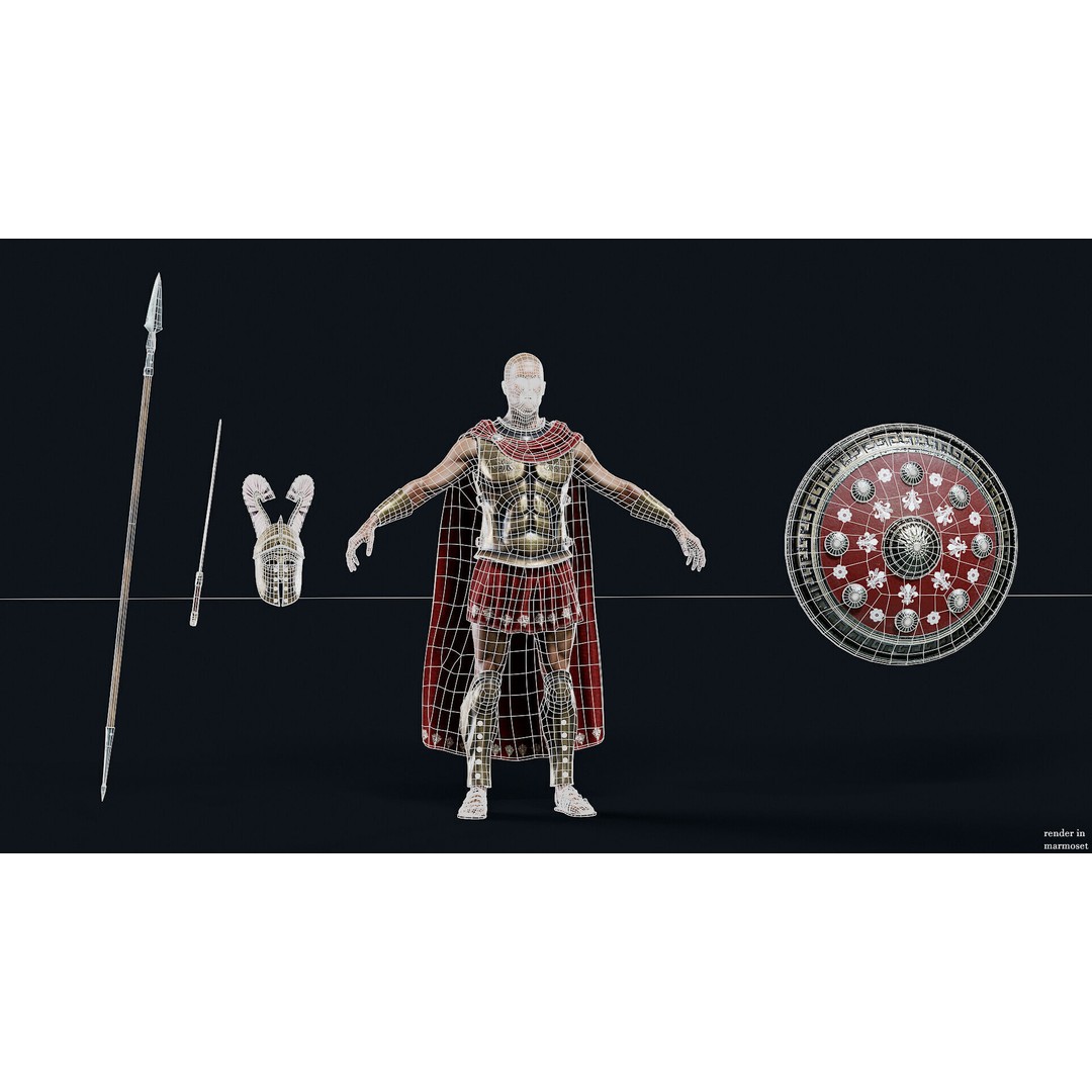Spartan Royal D 3D Model – Low Poly Game-Ready Character, FBX - View 12