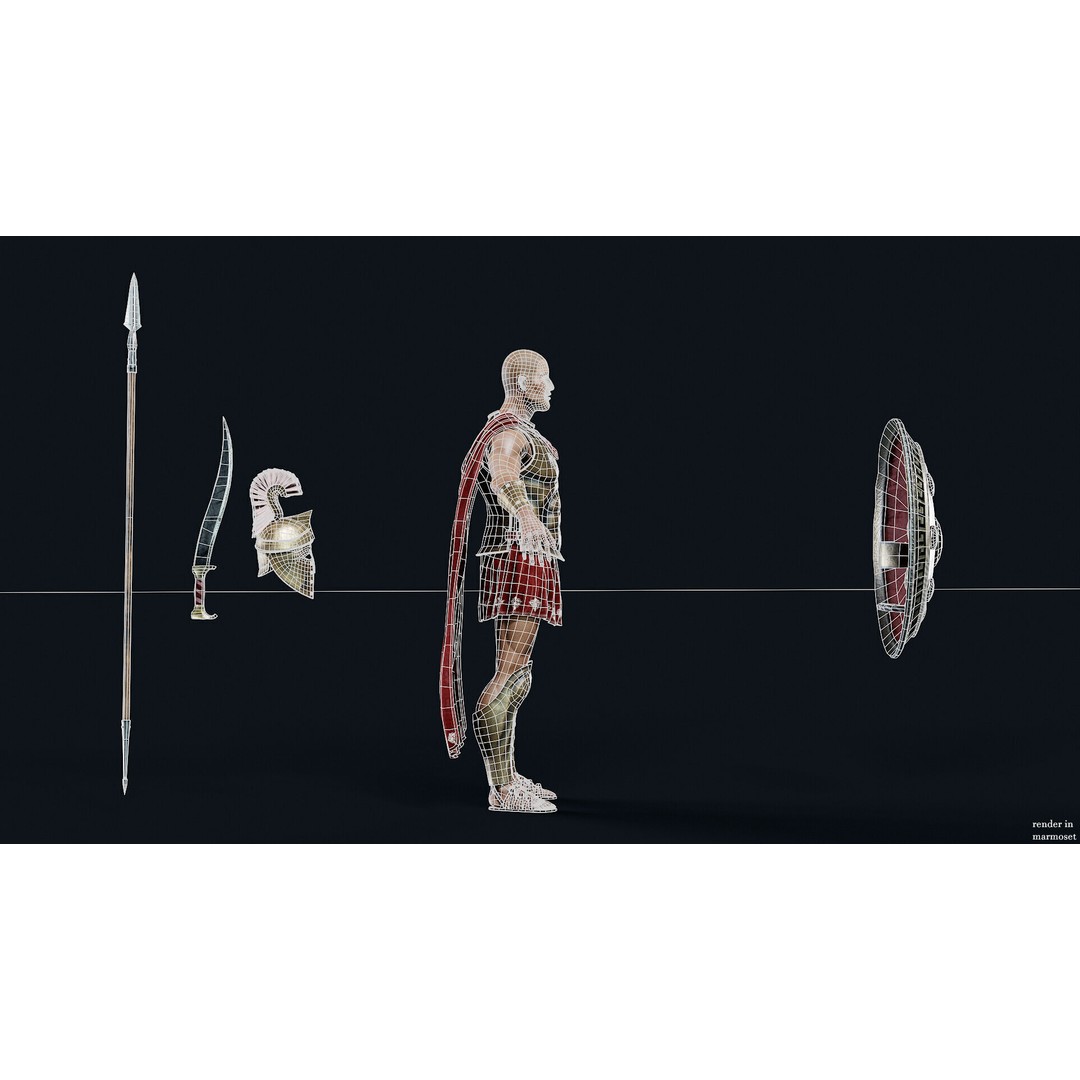 Spartan Royal D 3D Model – Low Poly Game-Ready Character, FBX - View 13