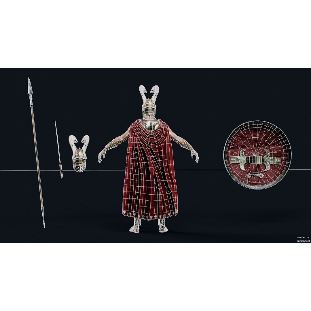 Spartan Royal D 3D Model – Low Poly Game-Ready Character, FBX - View 14