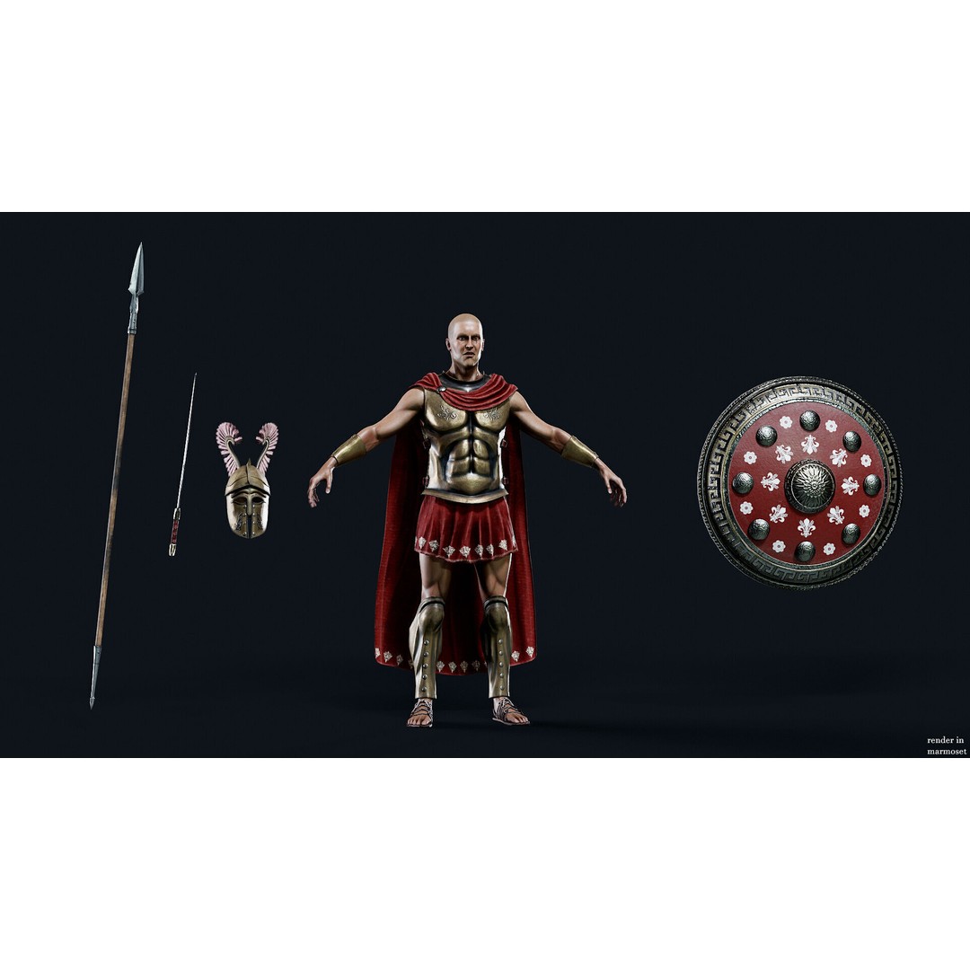 Spartan Royal D 3D Model – Low Poly Game-Ready Character, FBX - View 8