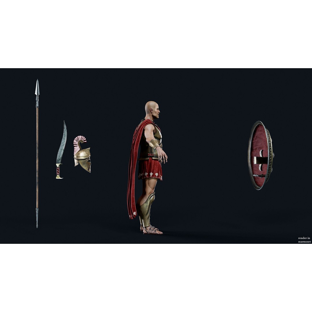 Spartan Royal D 3D Model – Low Poly Game-Ready Character, FBX - View 9