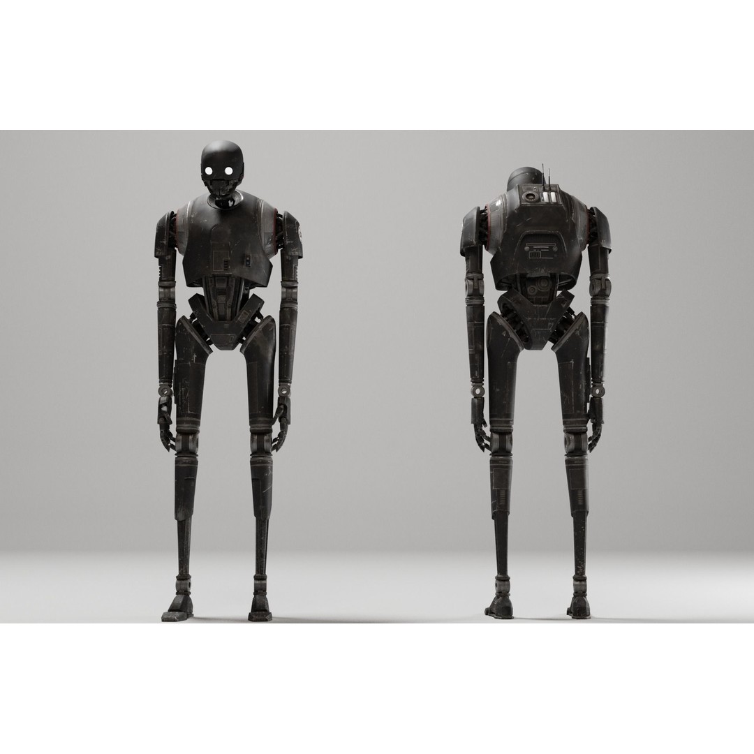 K-2SO 3D Model – Low Poly Game-Ready Sci-Fi Droid, FBX - View 4