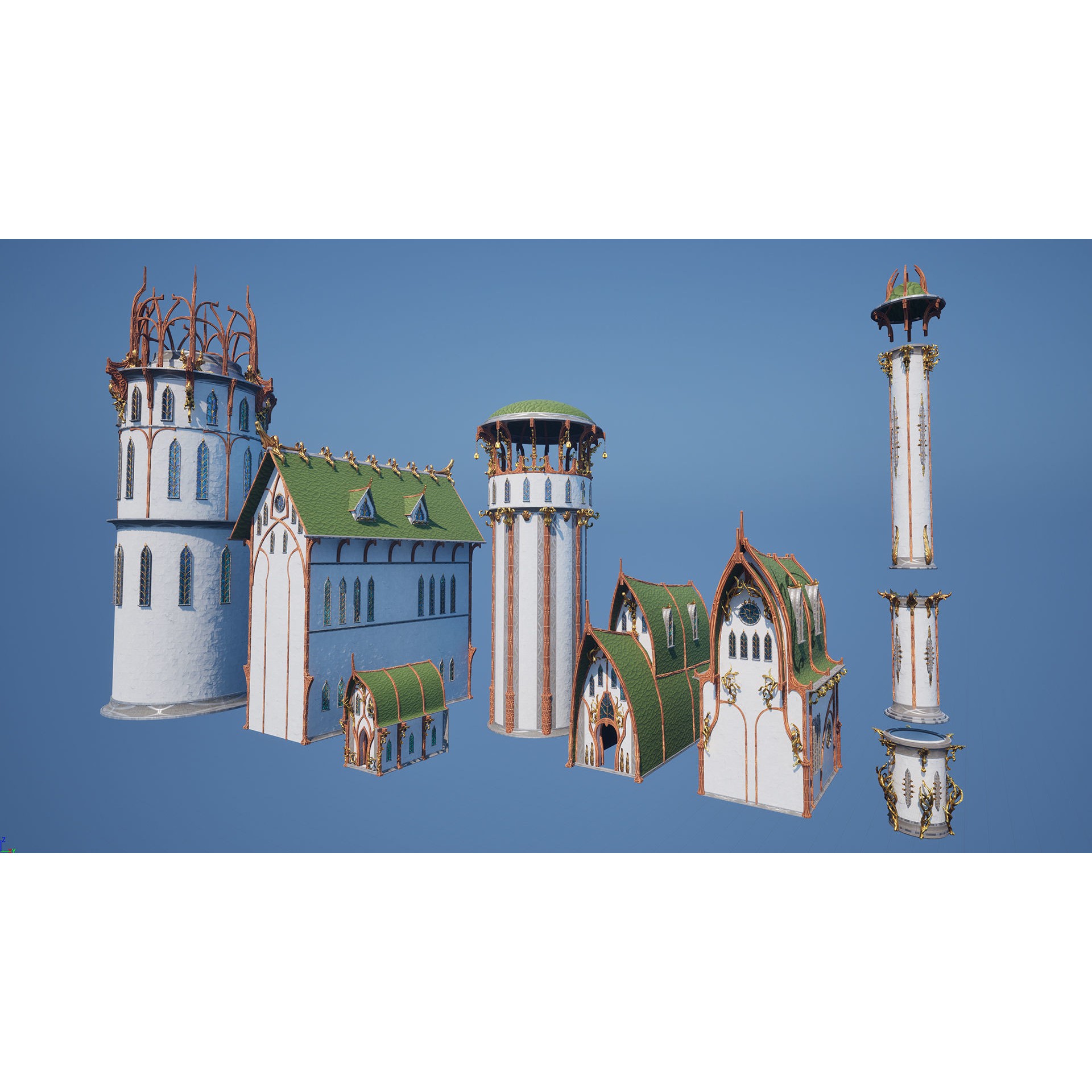 Elven Architecture - Low-Poly Game-Ready 3D Model - View 10