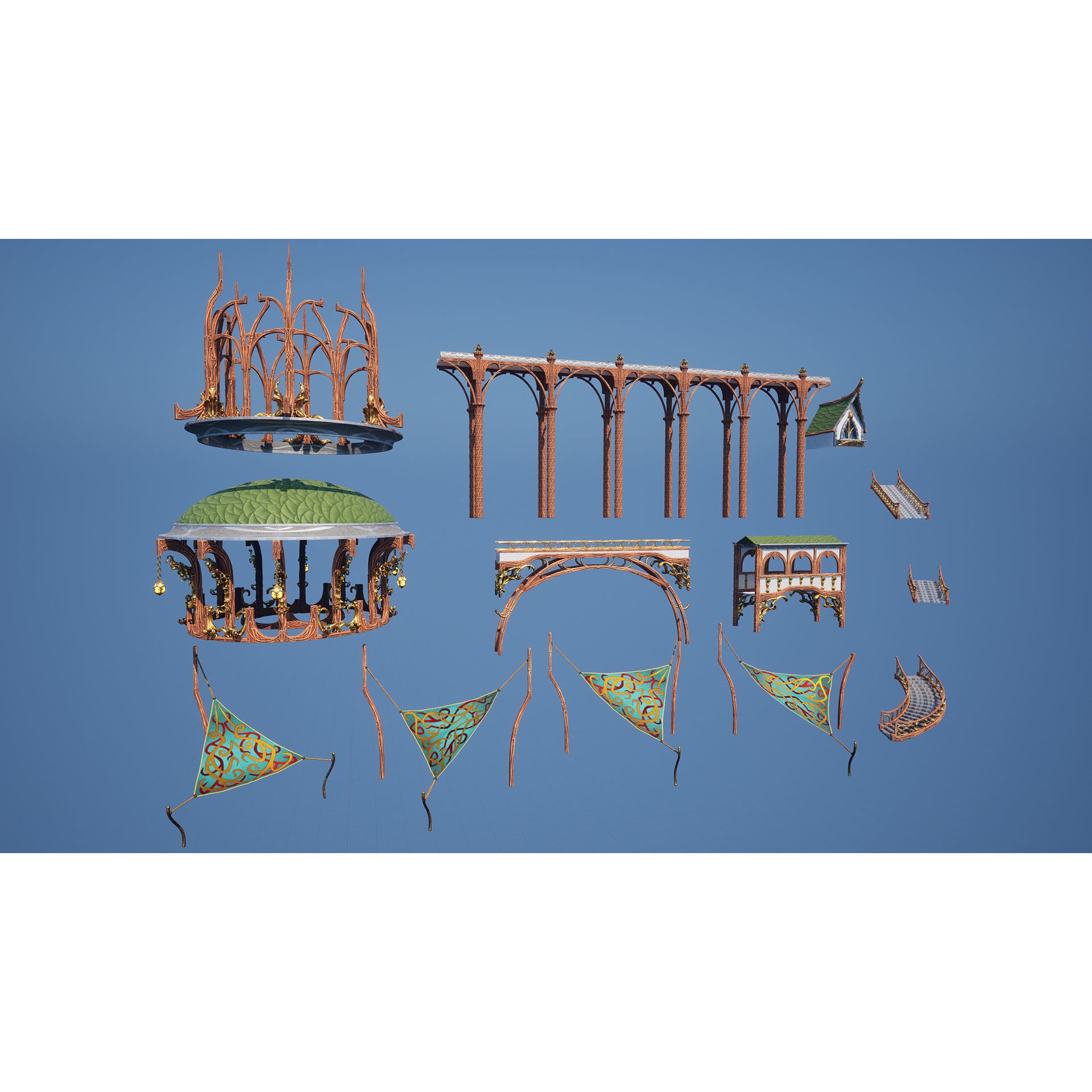 Elven Architecture - Low-Poly Game-Ready 3D Model - View 11