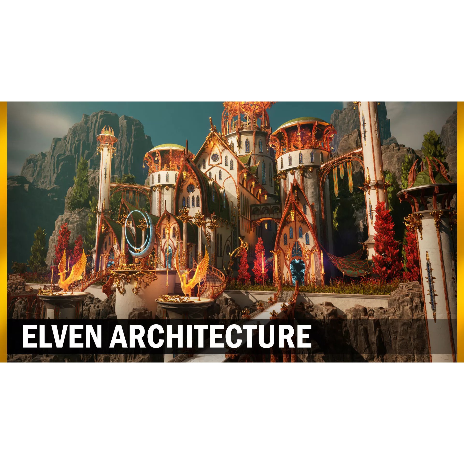Elven Architecture - Low-Poly Game-Ready 3D Model - View 2