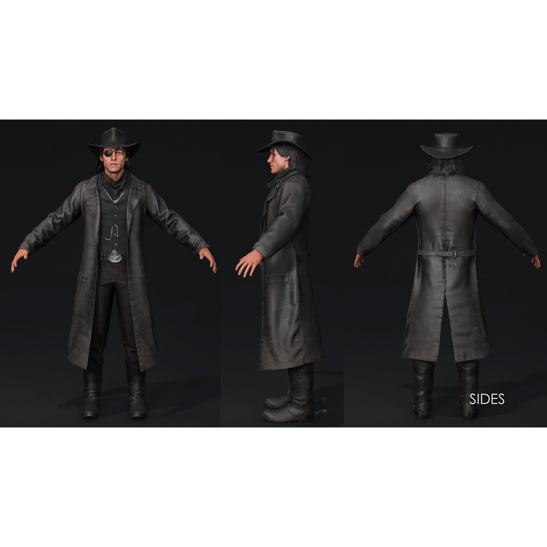 Bandit 3D Model – Low Poly Western Character, Game Ready, FBX - View 11