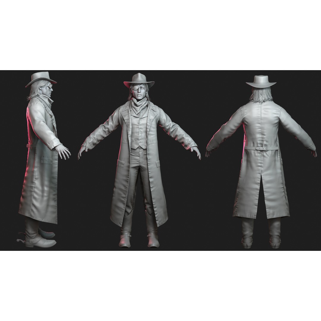 Bandit 3D Model – Low Poly Western Character, Game Ready, FBX - View 12