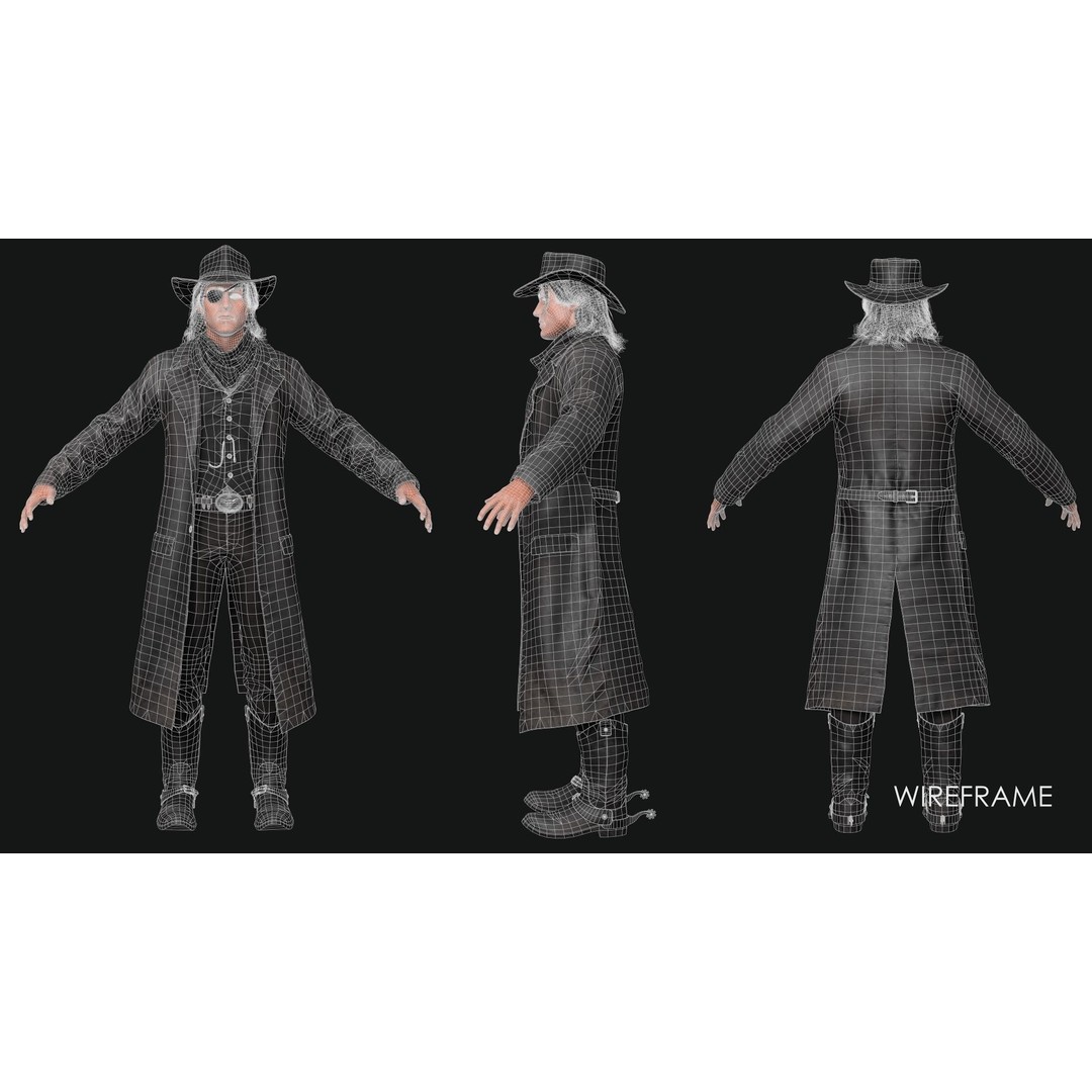 Bandit 3D Model – Low Poly Western Character, Game Ready, FBX - View 13