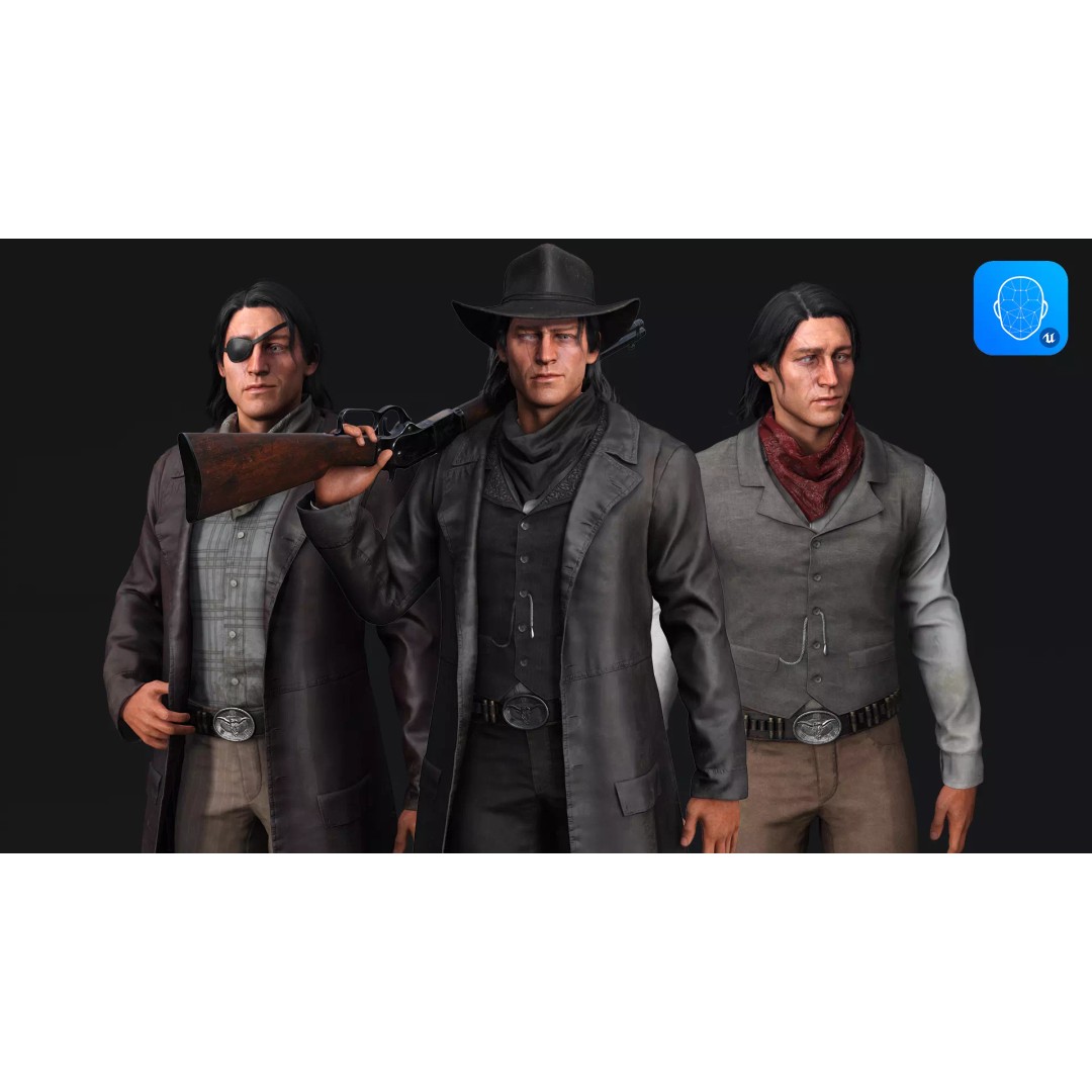 Bandit 3D Model – Low Poly Western Character, Game Ready, FBX - View 2