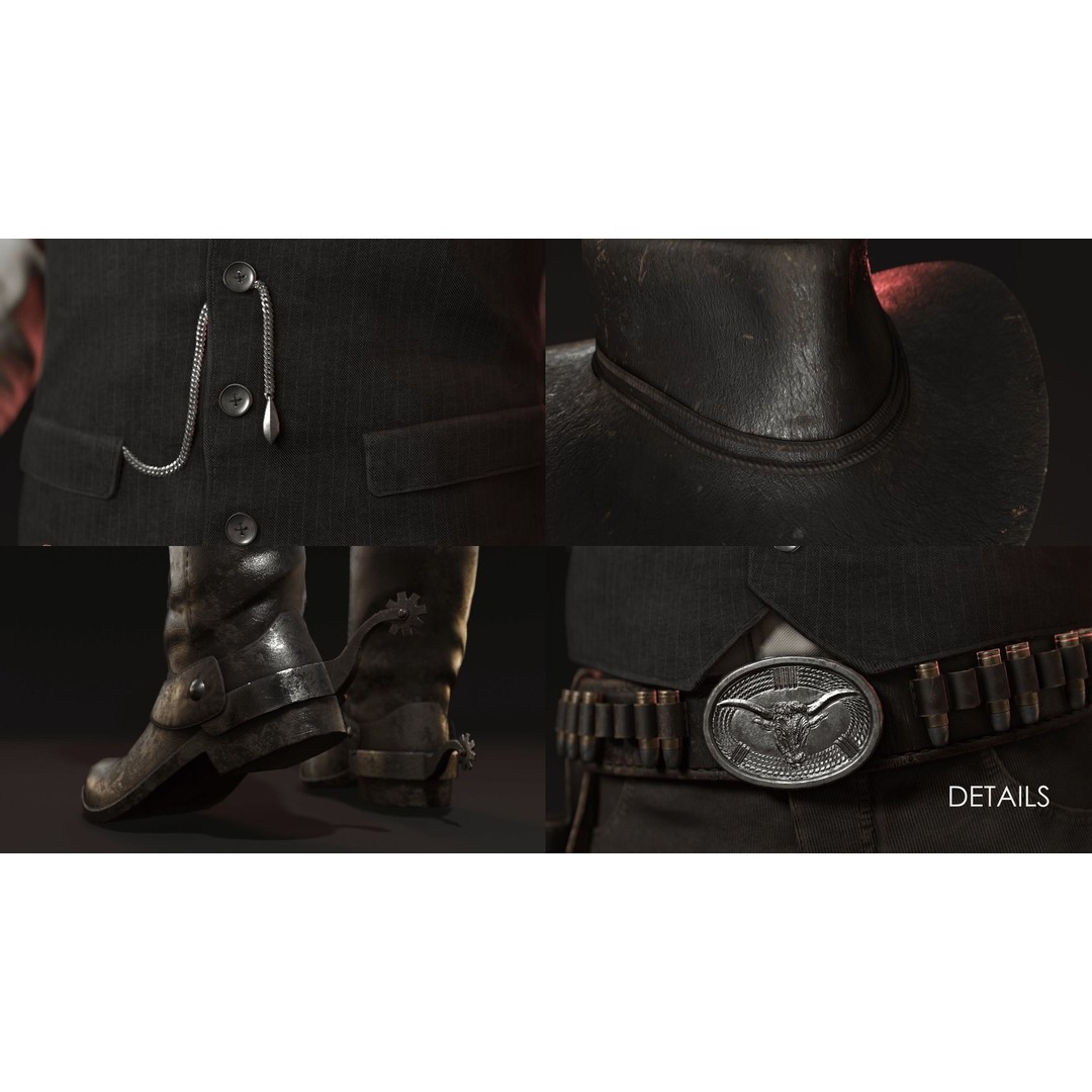 Bandit 3D Model – Low Poly Western Character, Game Ready, FBX - View 5