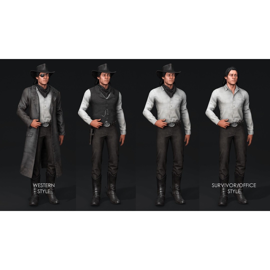 Bandit 3D Model – Low Poly Western Character, Game Ready, FBX - View 8