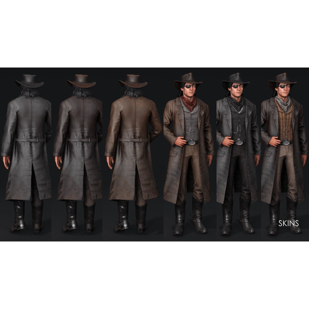 Bandit 3D Model – Low Poly Western Character, Game Ready, FBX - View 9