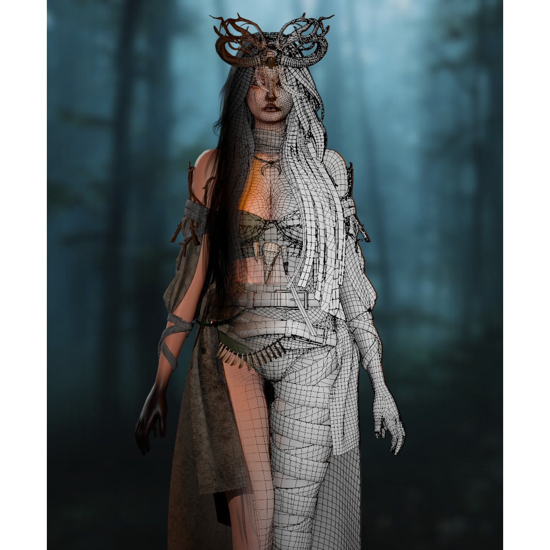 Necromancer 3D Model – Low Poly Game Ready Character, FBX - View 10