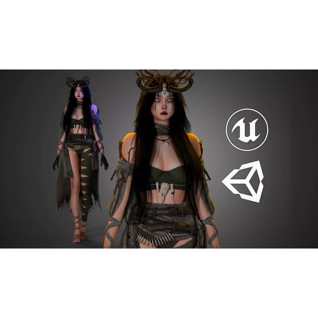 Necromancer 3D Model – Low Poly Game Ready Character, FBX - View 2