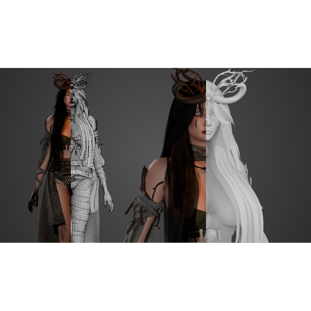 Necromancer 3D Model – Low Poly Game Ready Character, FBX - View 7