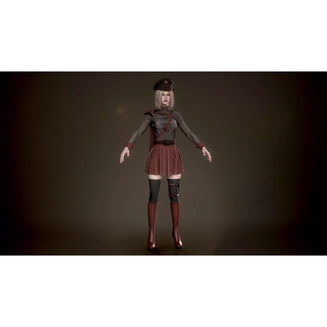 Red Admiral Lady 3D Model – Low Poly Rigged Character for Unity & UE5 - View 10