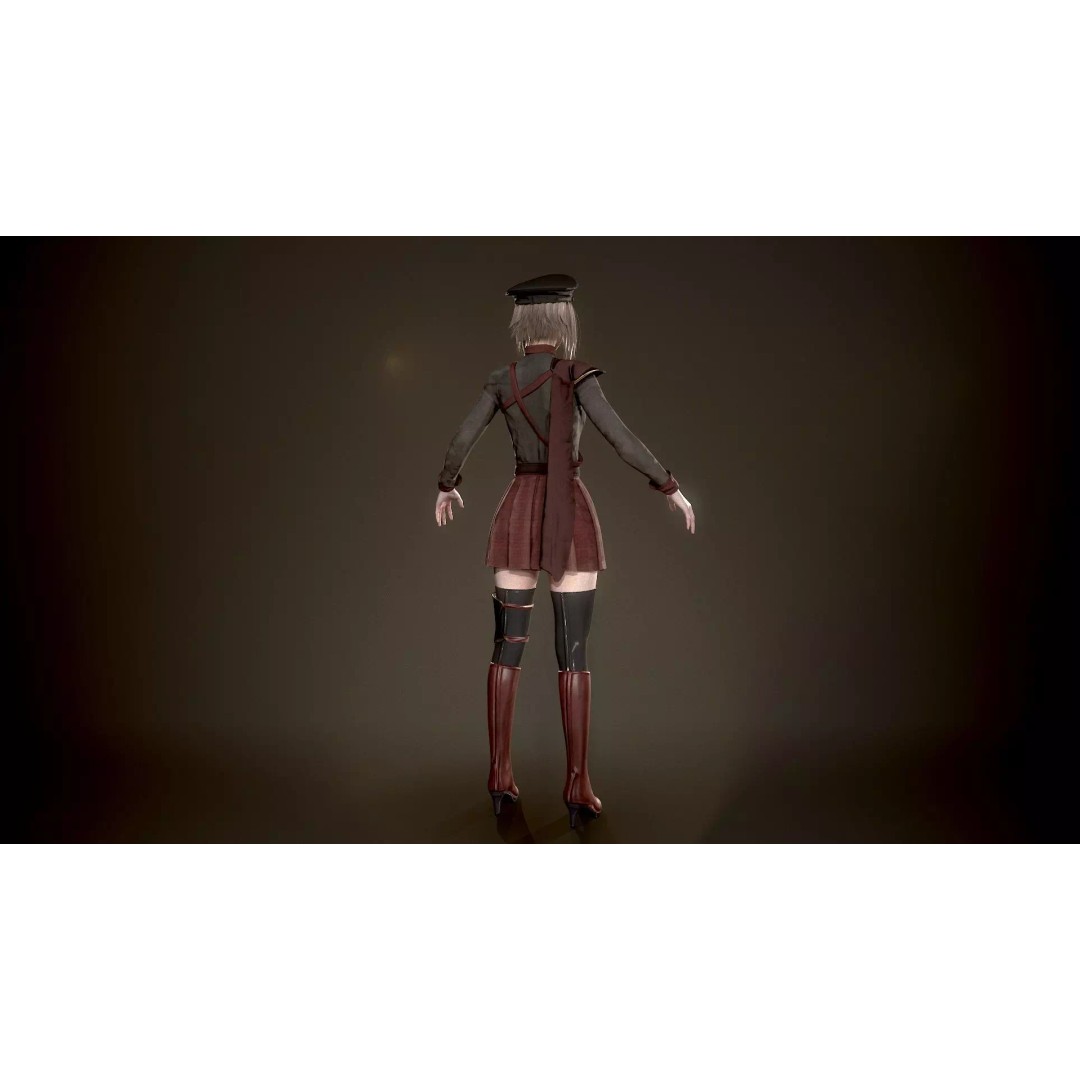 Red Admiral Lady 3D Model – Low Poly Rigged Character for Unity & UE5 - View 11