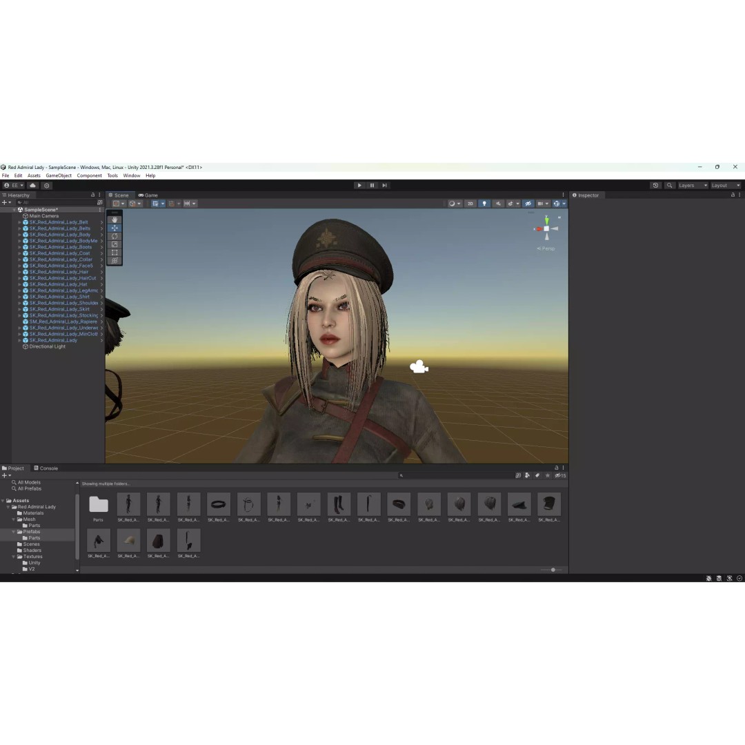 Red Admiral Lady 3D Model – Low Poly Rigged Character for Unity & UE5 - View 18